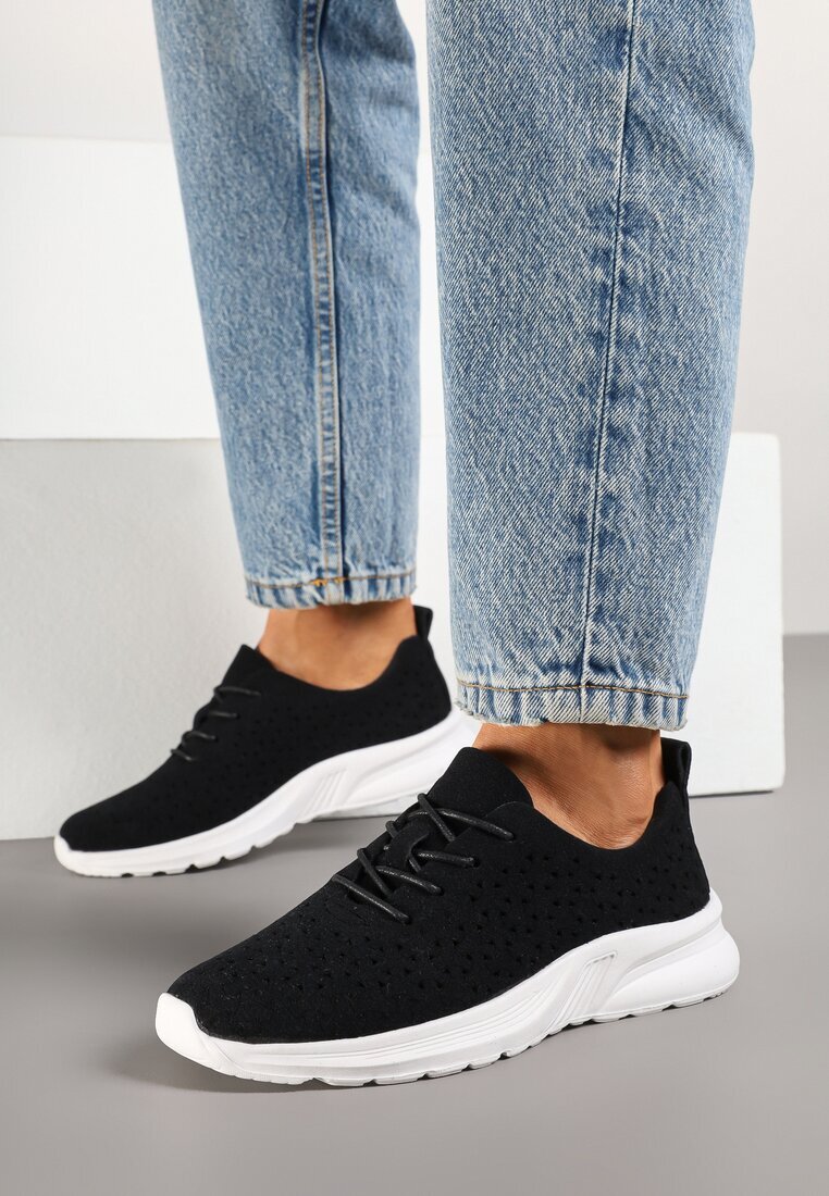 weide Sneakers negri cu carâmb ajurat și elastic Feniosse