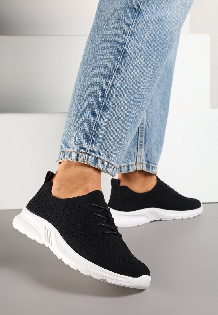 weide Sneakers negri cu carâmb ajurat și elastic Feniosse