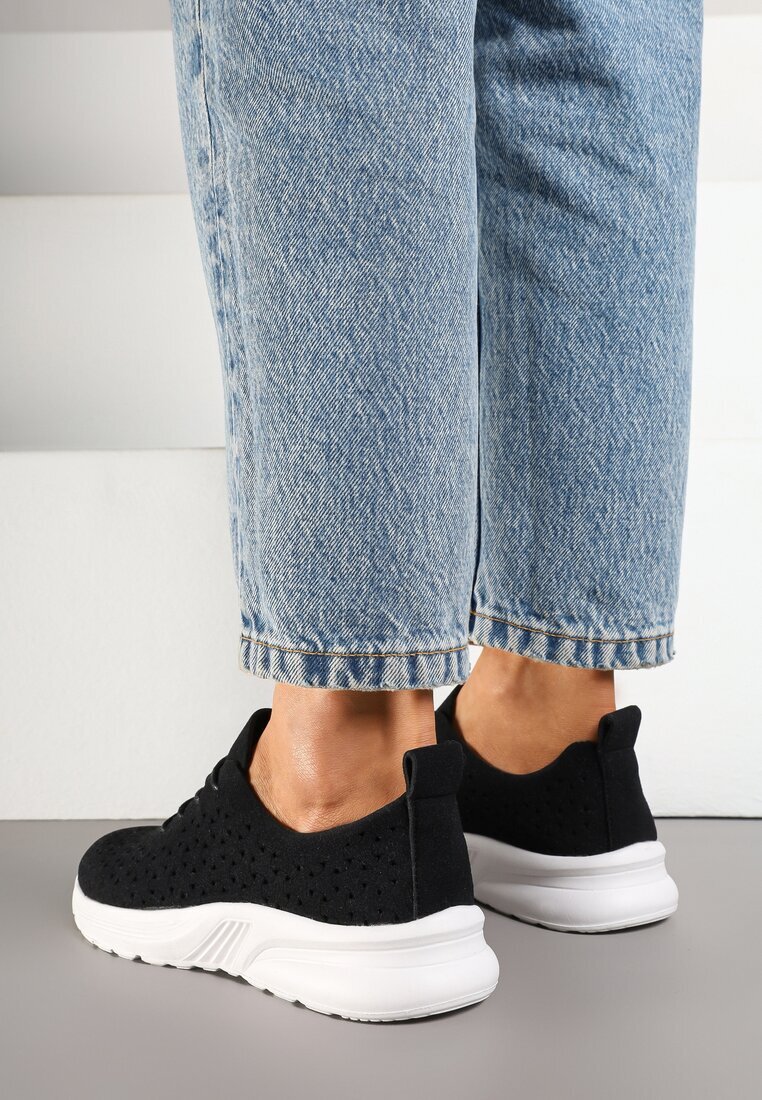 weide Sneakers negri cu carâmb ajurat și elastic Feniosse