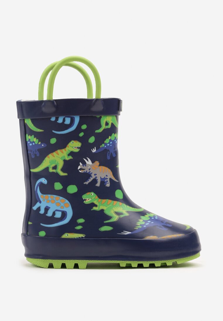 wink Cizme de cauciuc Bleumarin-Verzi cu Dinozauri Revane
