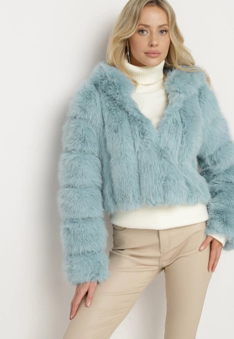 wool fashion Geacă de blană mentă cu un croi scurt matlasat Hemeriana
