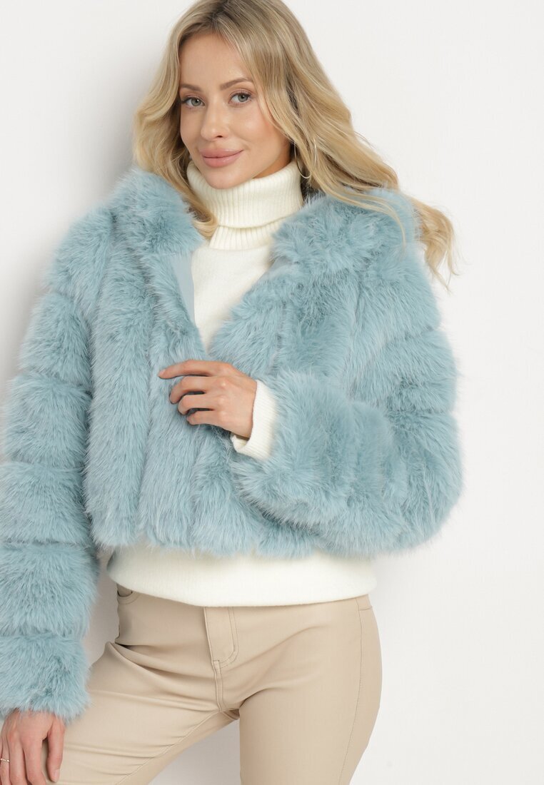 wool fashion Geacă de blană mentă cu un croi scurt matlasat Hemeriana