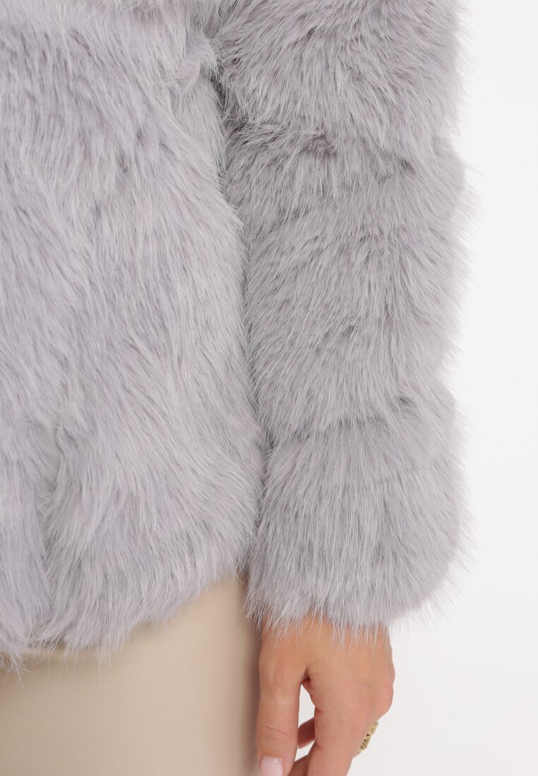 wool fashion Geacă Gri De blană Cu glugă Daviella