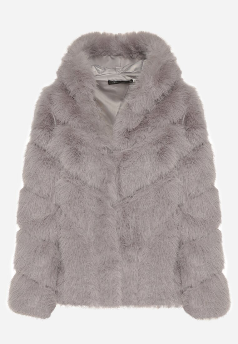 wool fashion Geacă Gri De blană Cu glugă Daviella