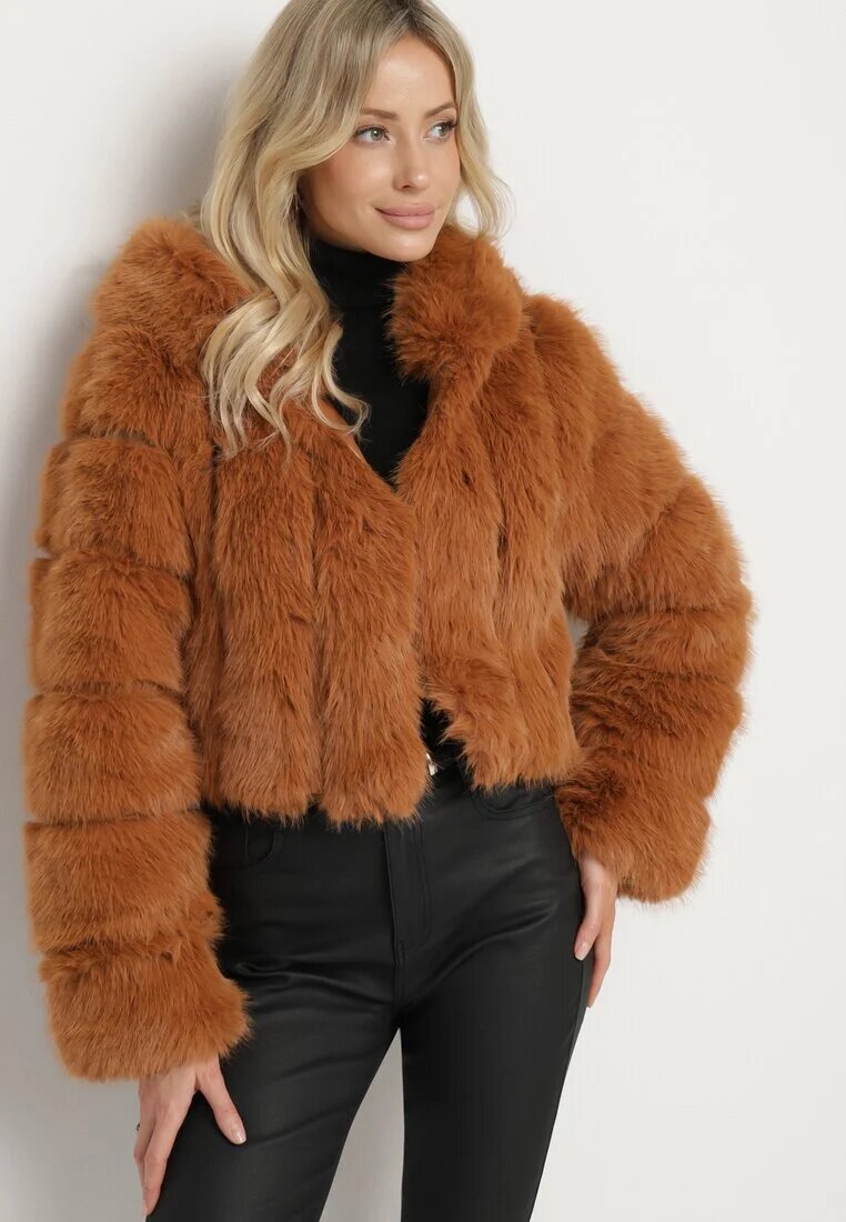 wool fashion Geacă Maro De Blană cu Croială Scurtă Matlasată Hemeriana