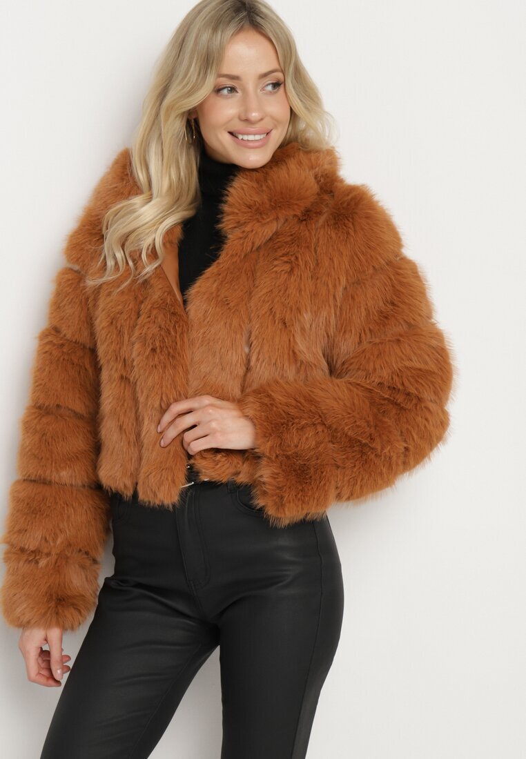 wool fashion Geacă Maro De Blană cu Croială Scurtă Matlasată Hemeriana