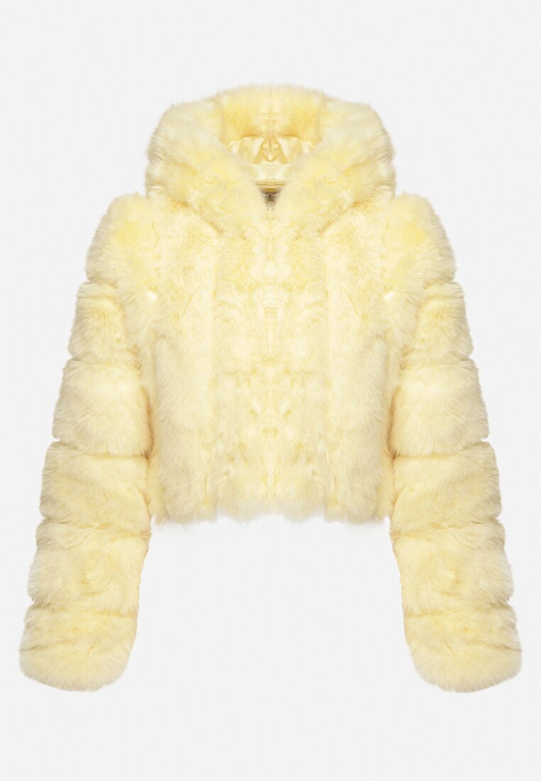 wool fashion Jachetă Galbenă de blană cu croi scurt matlasat Hemeriana