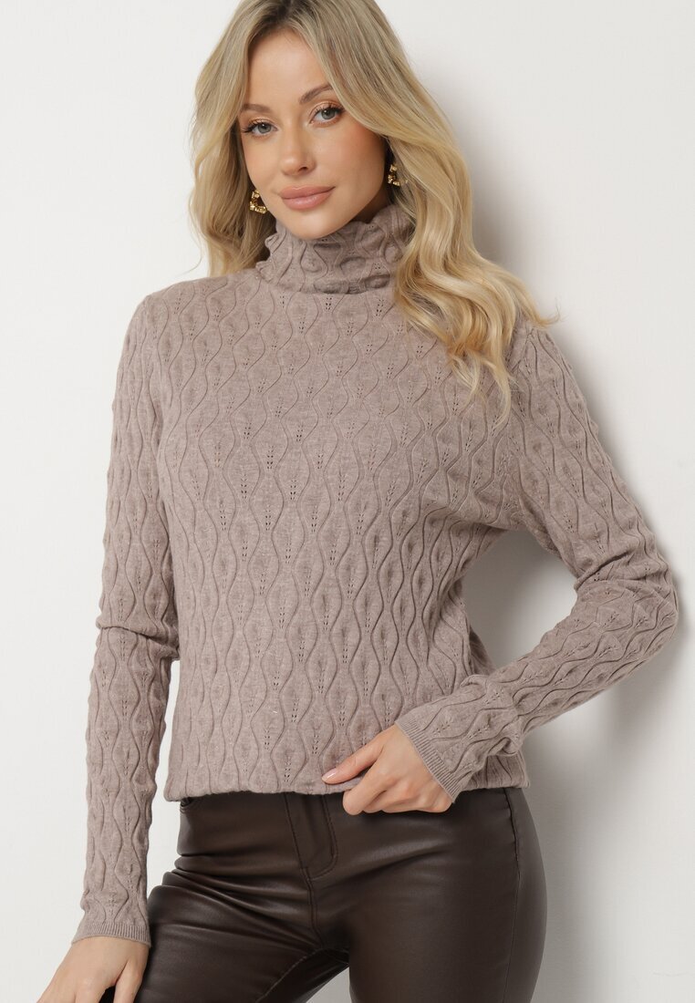 wool fashion Maletă Bej închis din Vâscoză Decorată cu Model În relief și Fir Metalic Ilamirael