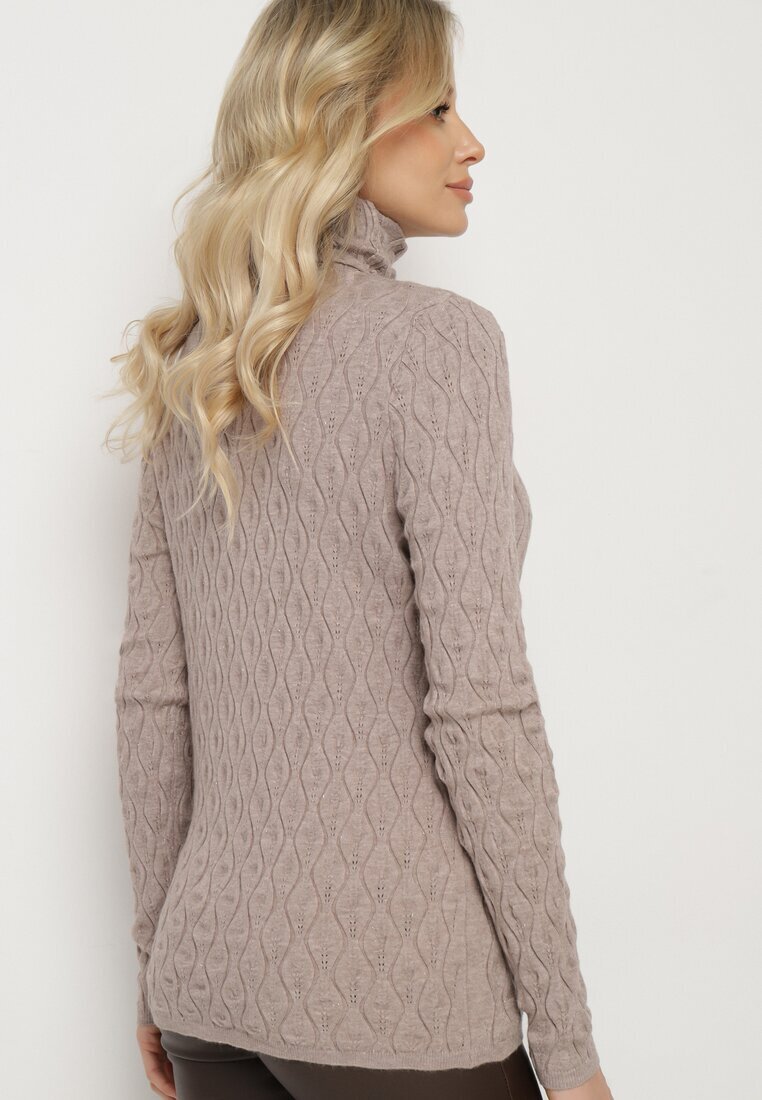 wool fashion Maletă Bej închis din Vâscoză Decorată cu Model În relief și Fir Metalic Ilamirael