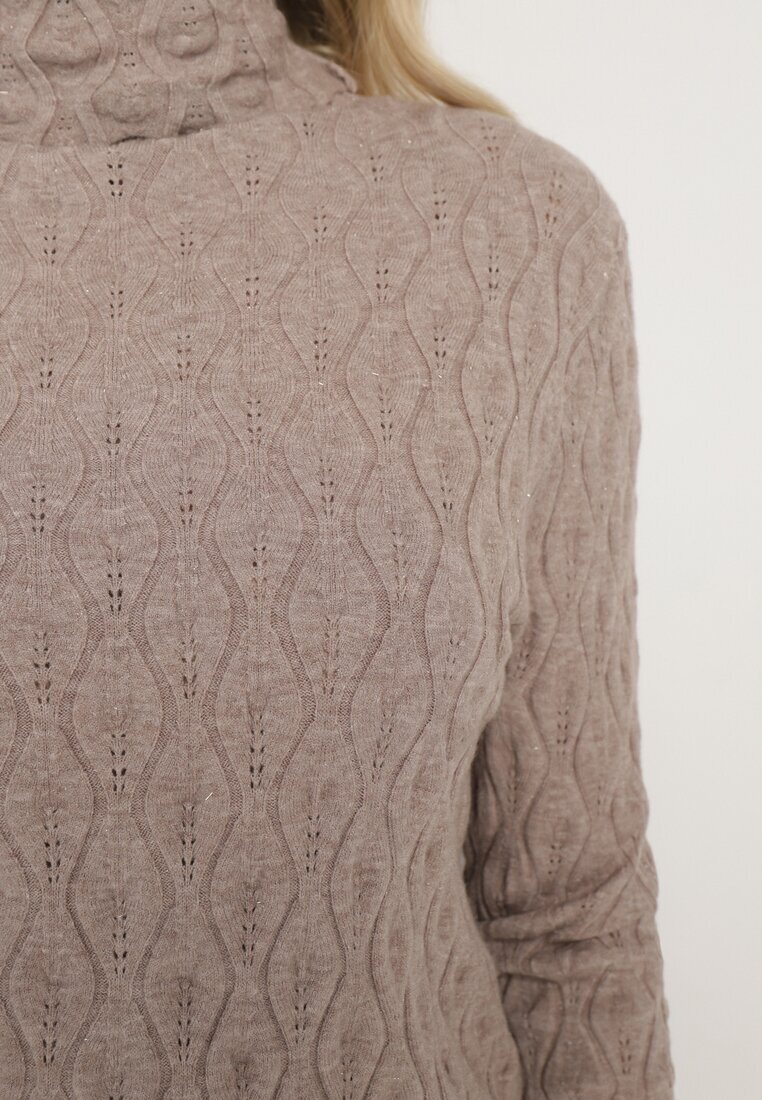 wool fashion Maletă Bej închis din Vâscoză Decorată cu Model În relief și Fir Metalic Ilamirael