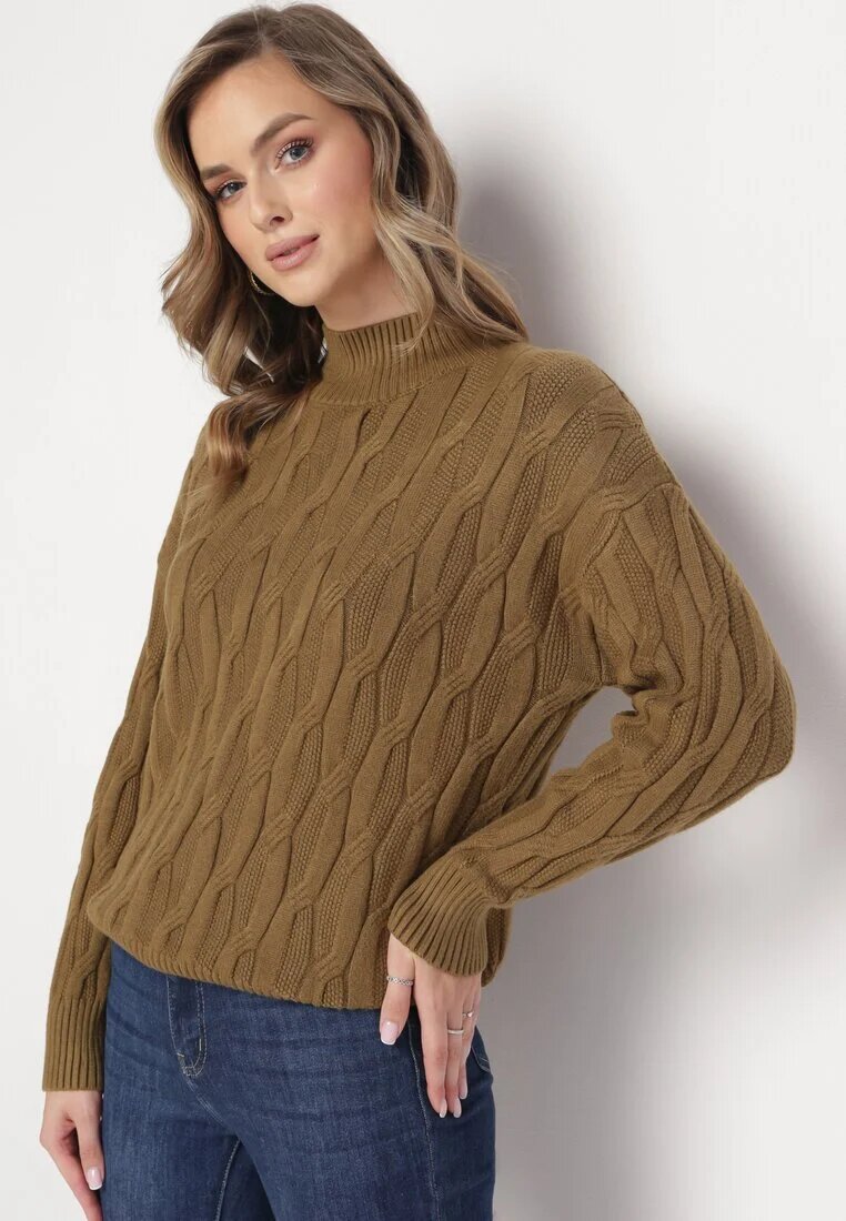 wool fashion Maletă Clasic Verde închis cu împletitură mare Abelarda
