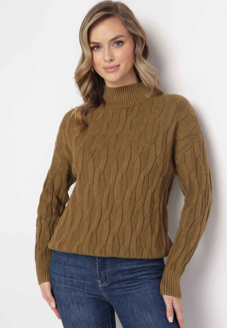wool fashion Maletă Clasic Verde închis cu împletitură mare Abelarda