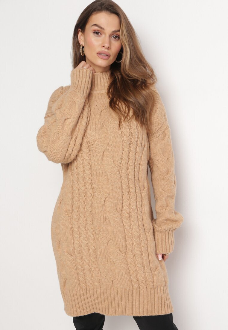 wool fashion Pulover Bej Lejer cu torsade Sentlia