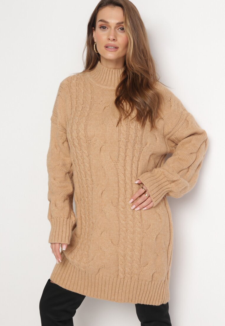 wool fashion Pulover Bej Lejer cu torsade Sentlia