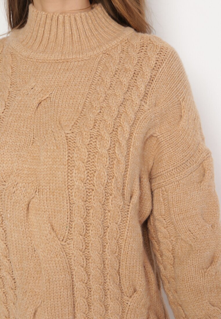 wool fashion Pulover Bej Lejer cu torsade Sentlia