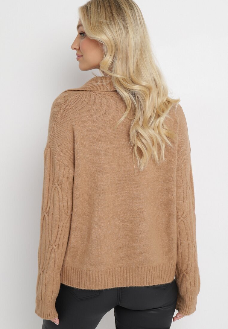 wool fashion Pulover Clasic Maro cu Împletitură Decorativă Mulls