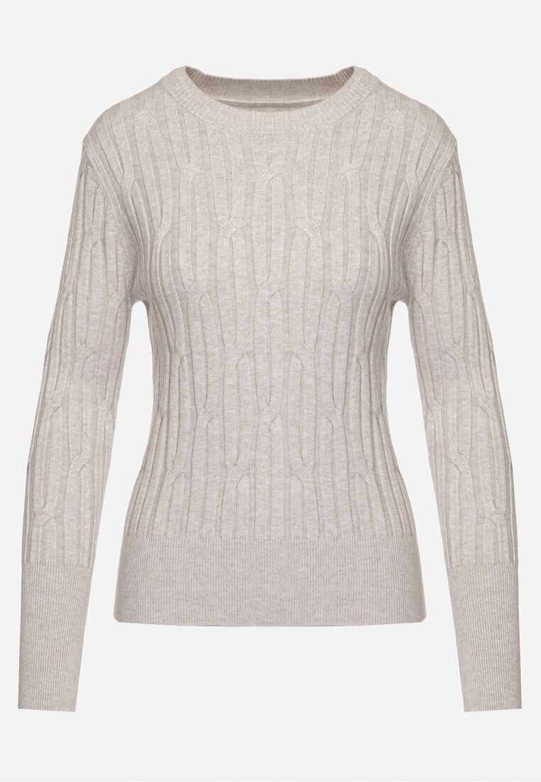 wool fashion Pulover Gri din Viscoză Decorat cu Embosare Savinia
