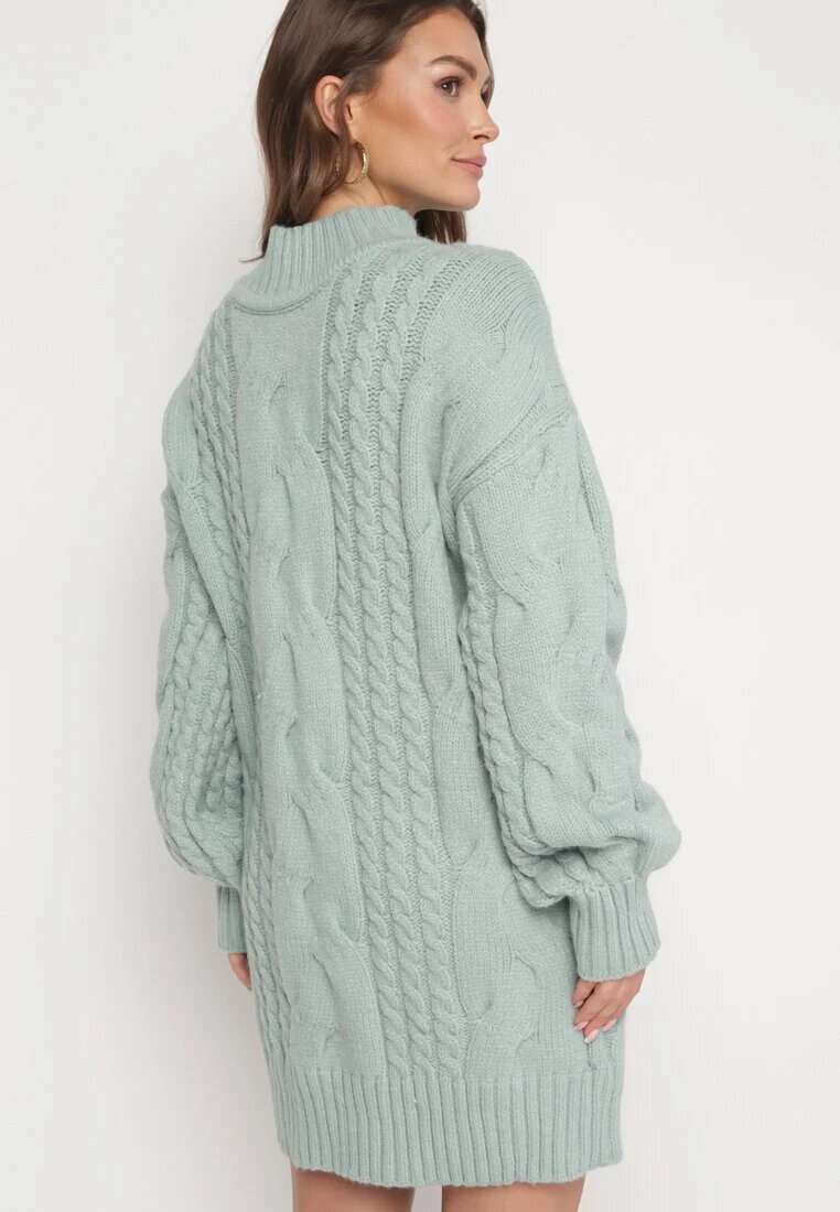 wool fashion Pulover Lejer Verde deschis cu model torsadă Sentlia