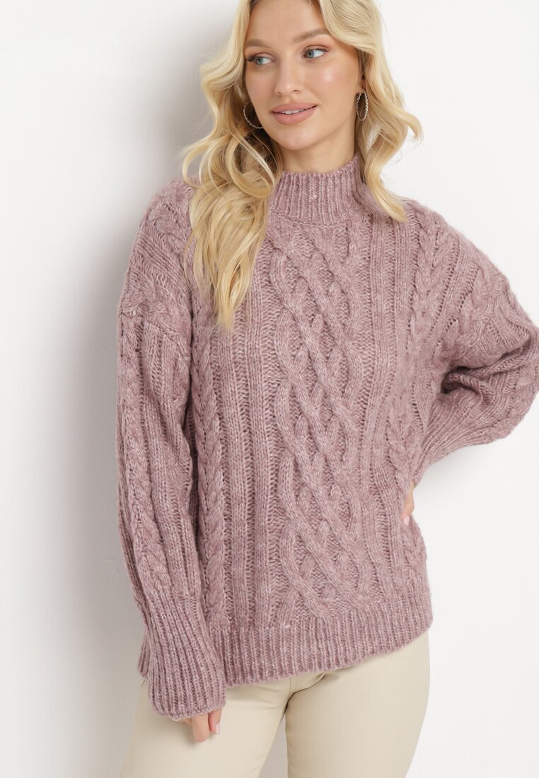 wool fashion Pulover Mov deschis cu torsade Defavia