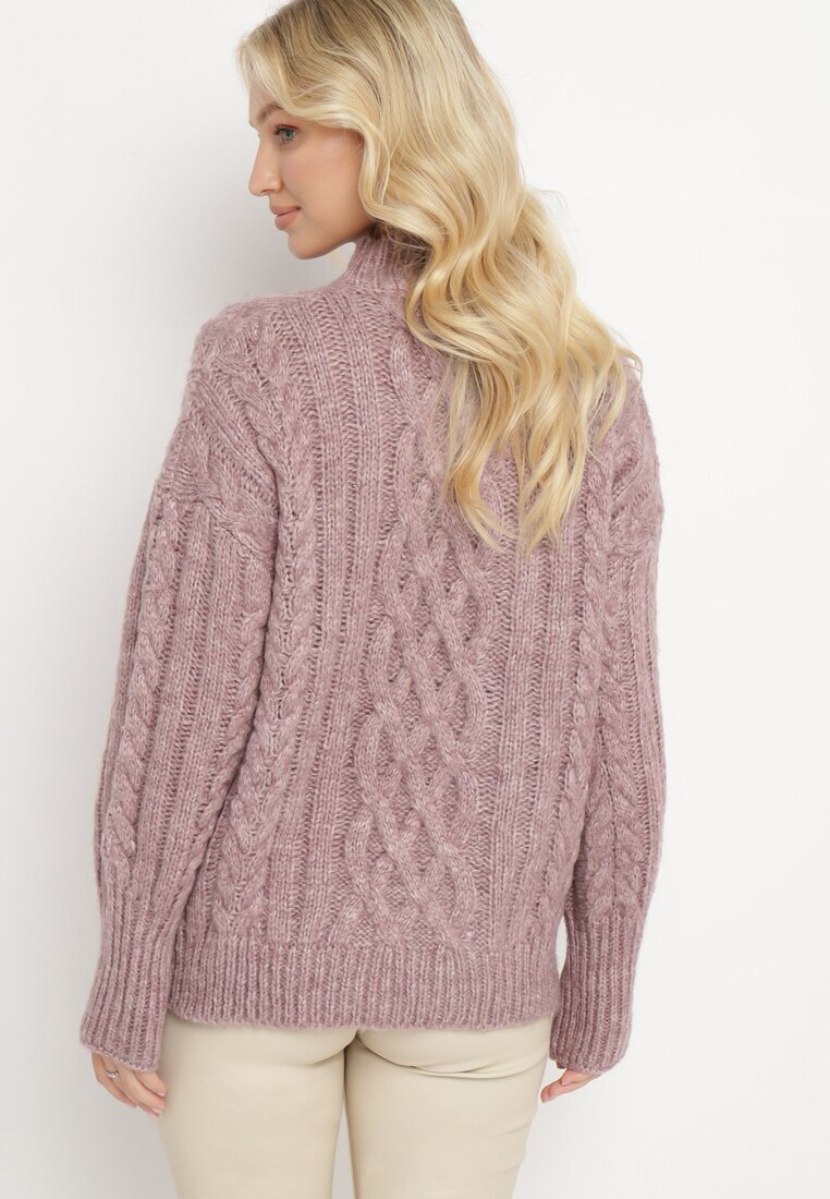 wool fashion Pulover Mov deschis cu torsade Defavia