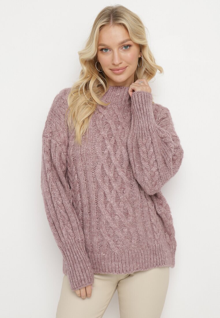 wool fashion Pulover Mov deschis cu torsade Defavia