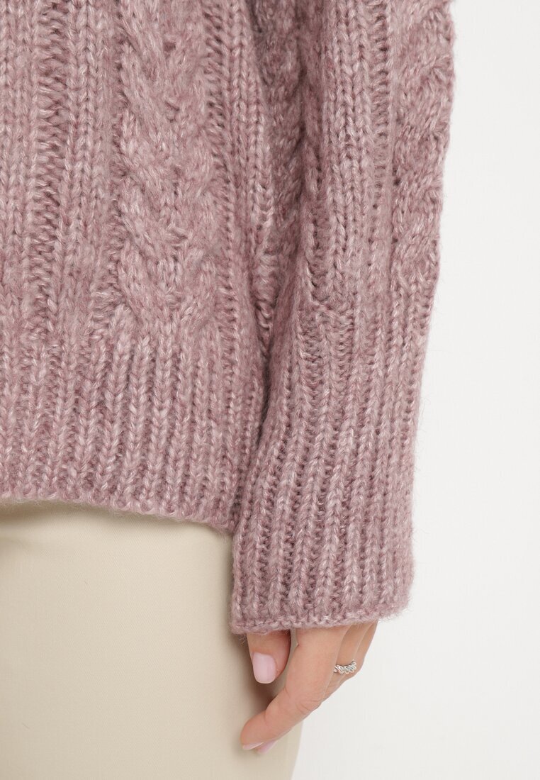 wool fashion Pulover Mov deschis cu torsade Defavia