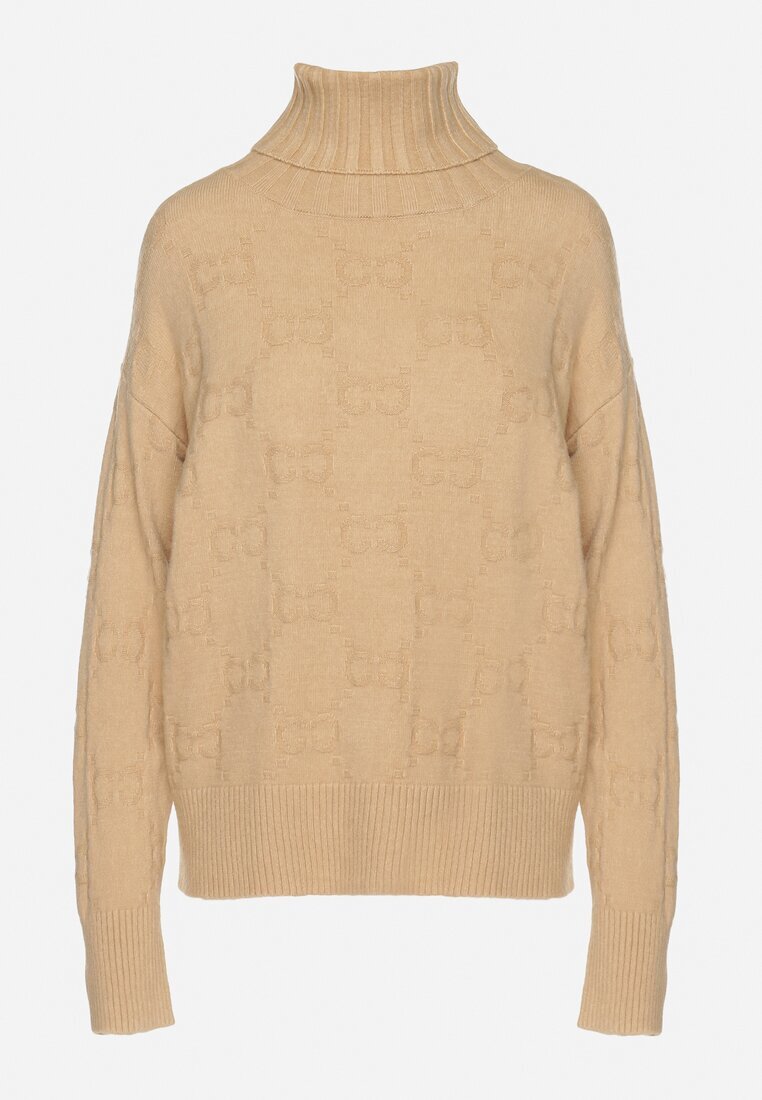 wool fashion Pulover pe gât Clasic Bej Savera