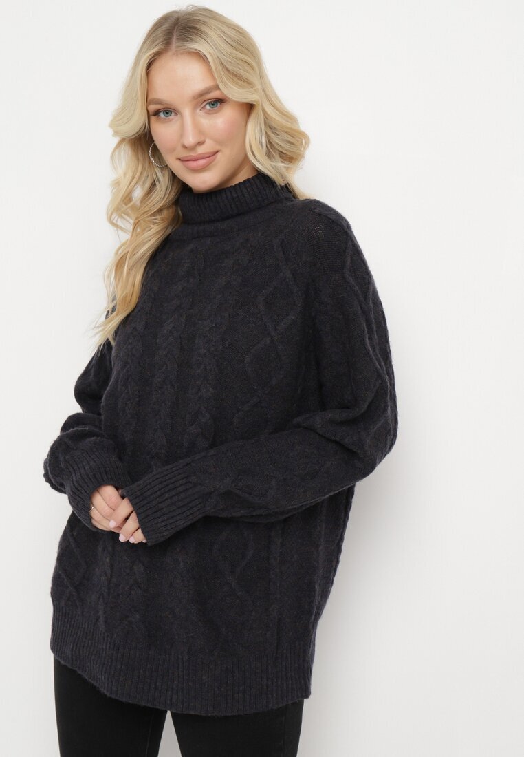 wool fashion Pulover pe gât Lejer Bleumarin cu torsade Gordamia