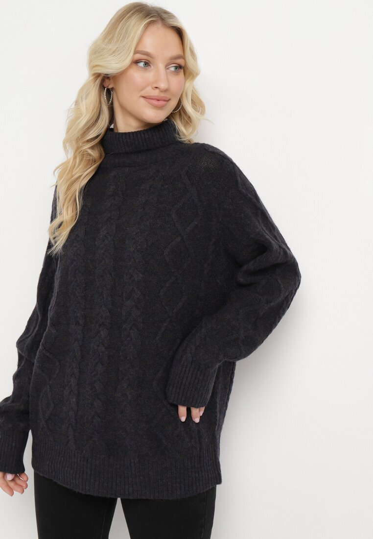 wool fashion Pulover pe gât Lejer Bleumarin cu torsade Gordamia