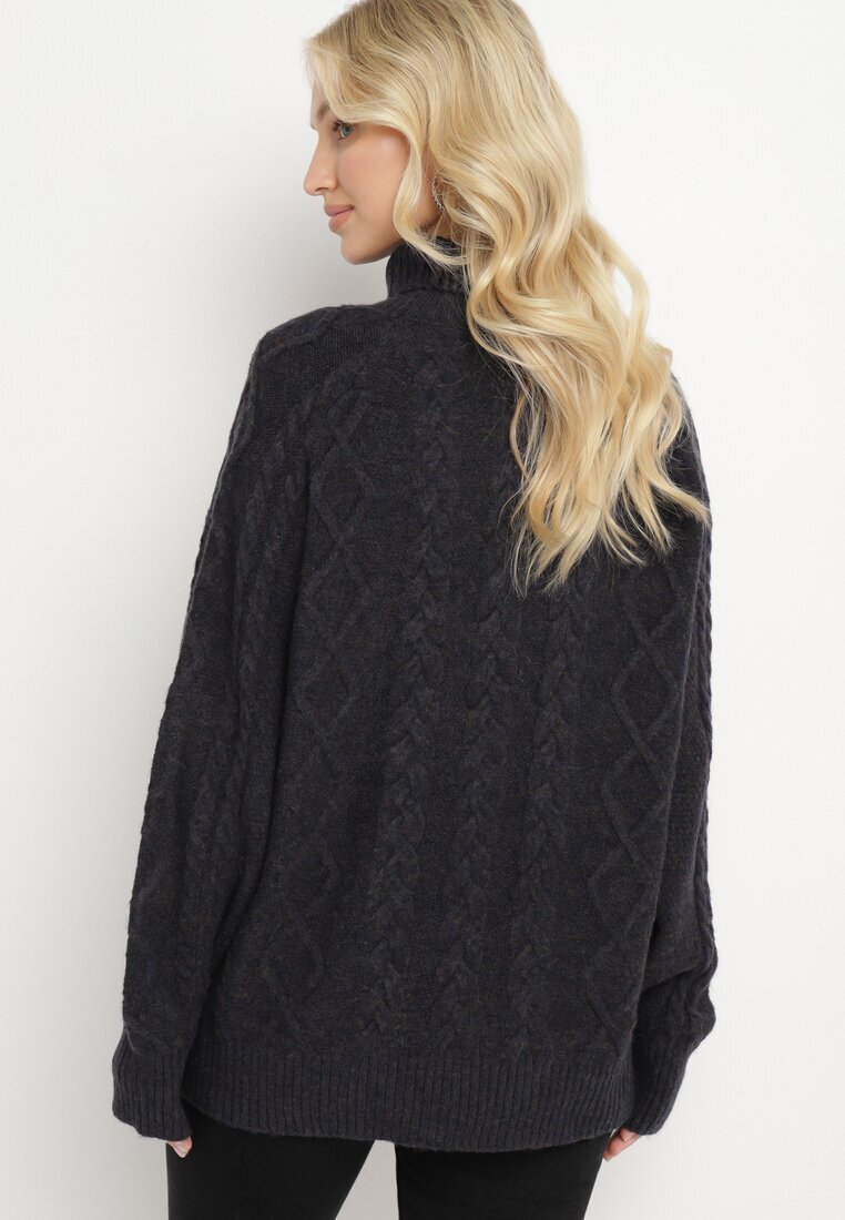 wool fashion Pulover pe gât Lejer Bleumarin cu torsade Gordamia