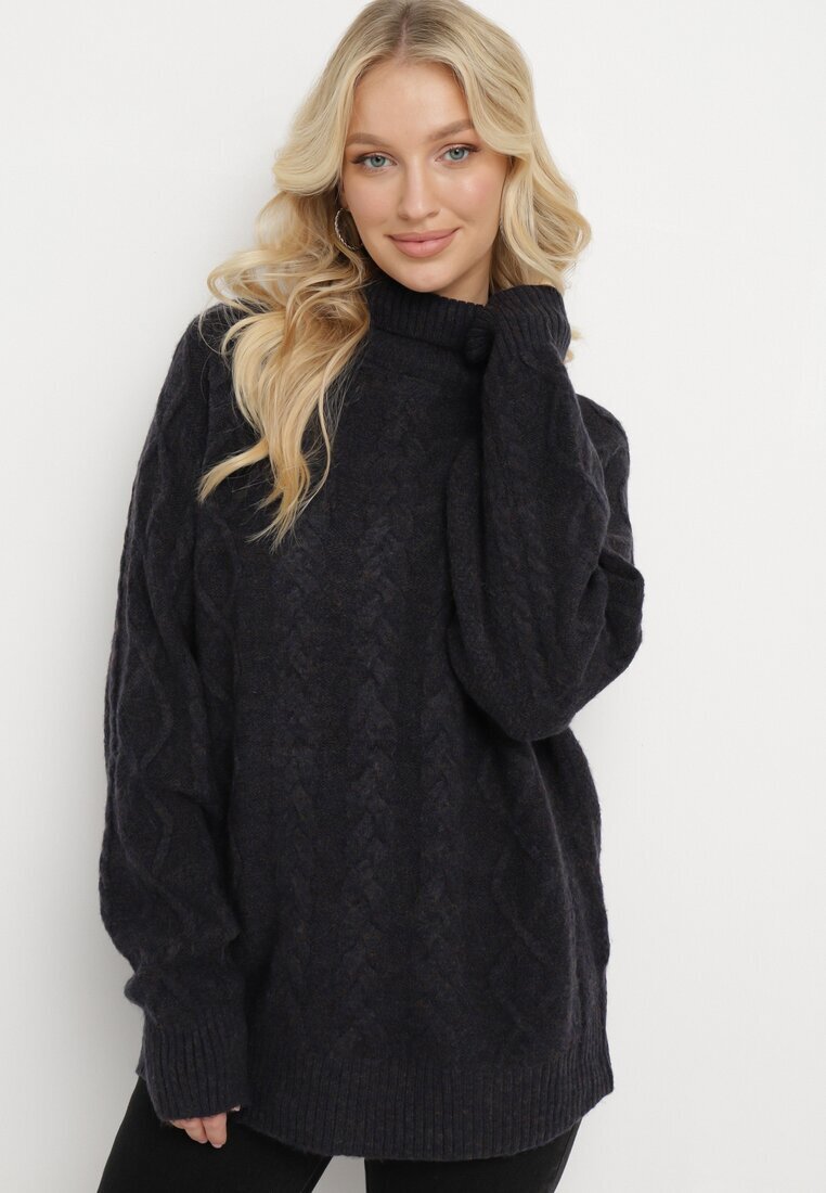 wool fashion Pulover pe gât Lejer Bleumarin cu torsade Gordamia