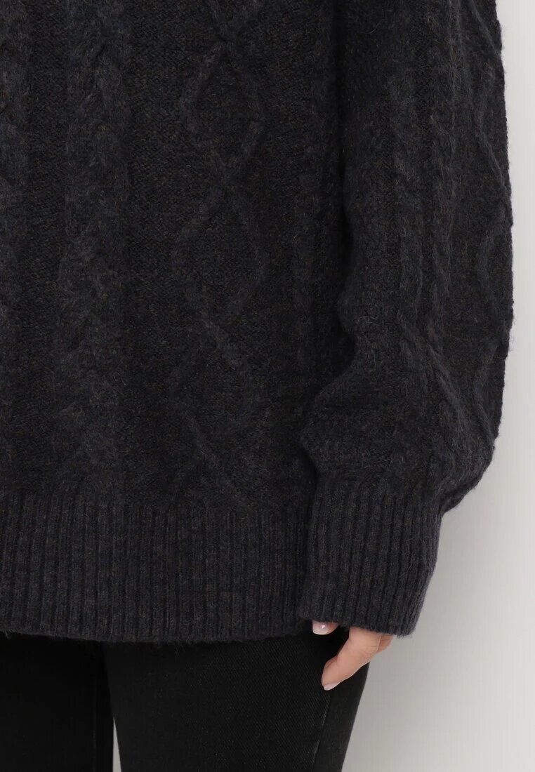 wool fashion Pulover pe gât Lejer Bleumarin cu torsade Gordamia