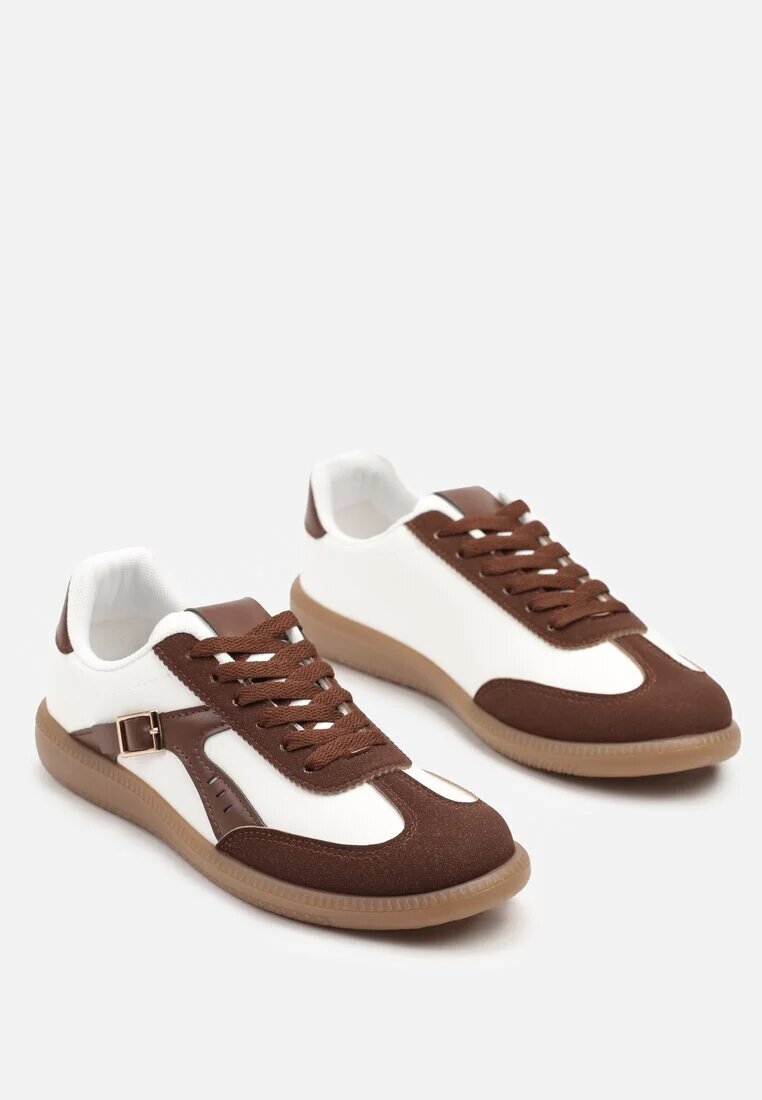 yesmile Adidași Maro și Alb în Stilul Tenisilor Iconici cu Cataramă Decorativă Senaliera