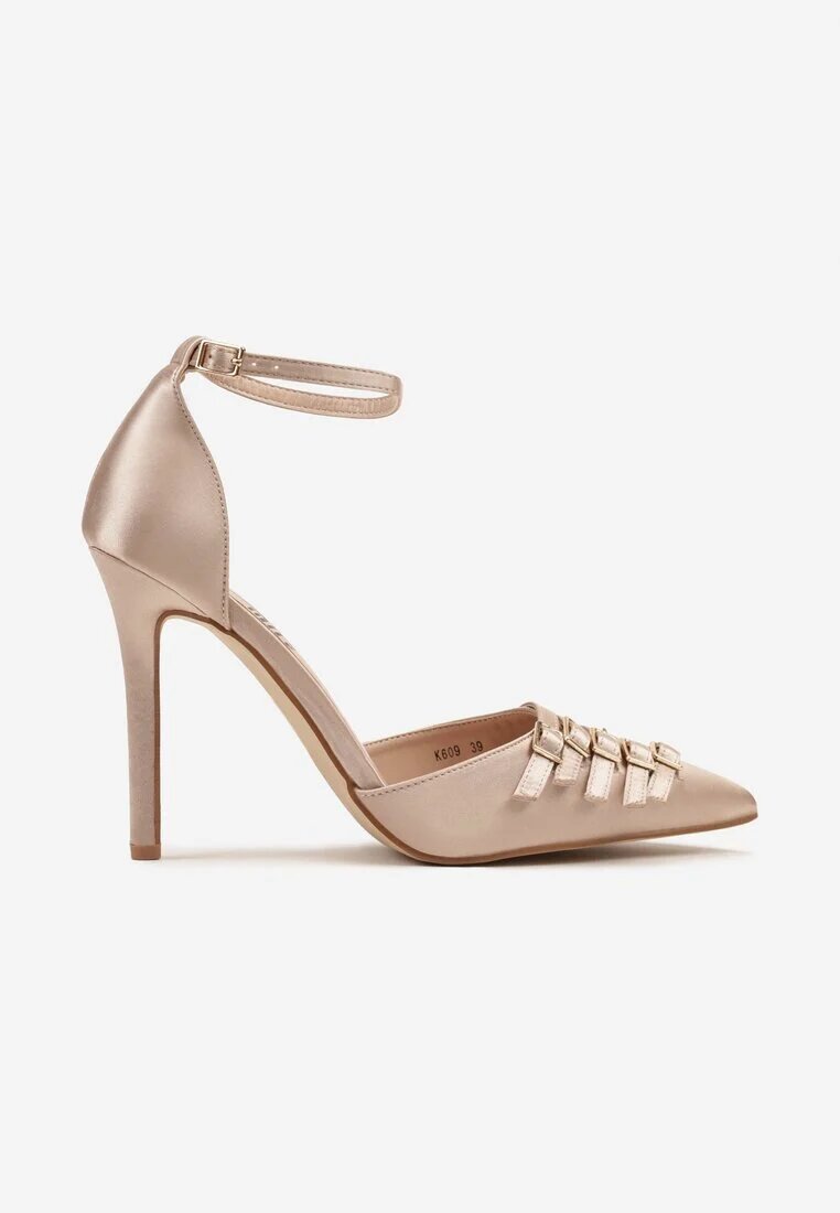 yesmile Pantofi stiletto Șampanie Satin cu Catarame Ornamentale Liovirae