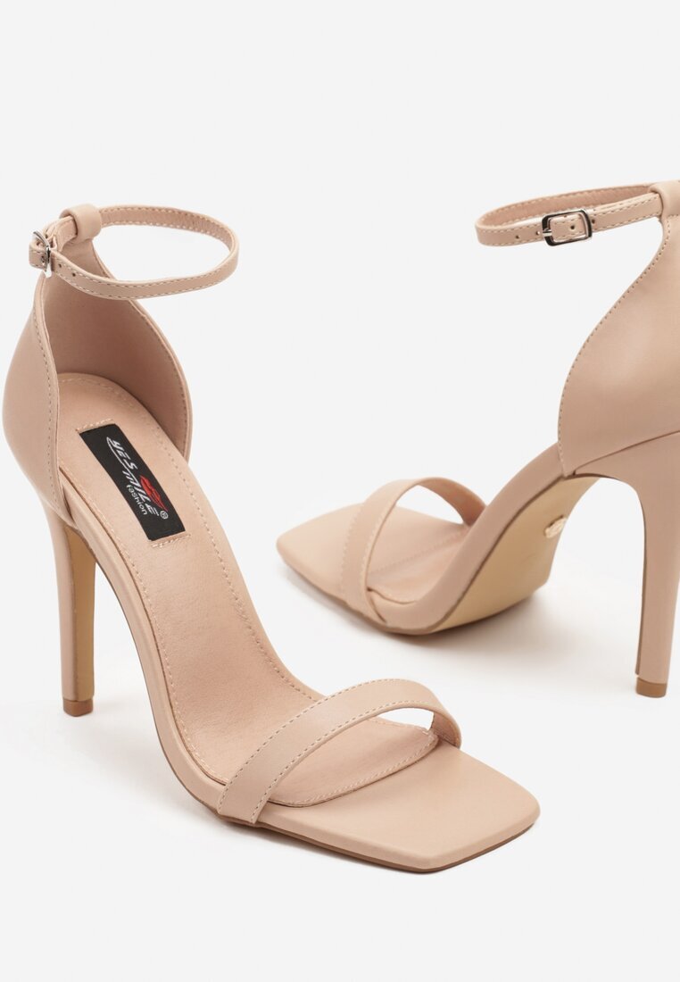 yesmile Sandale Bej Toc stiletto cu Vârf Pătrat Senilias