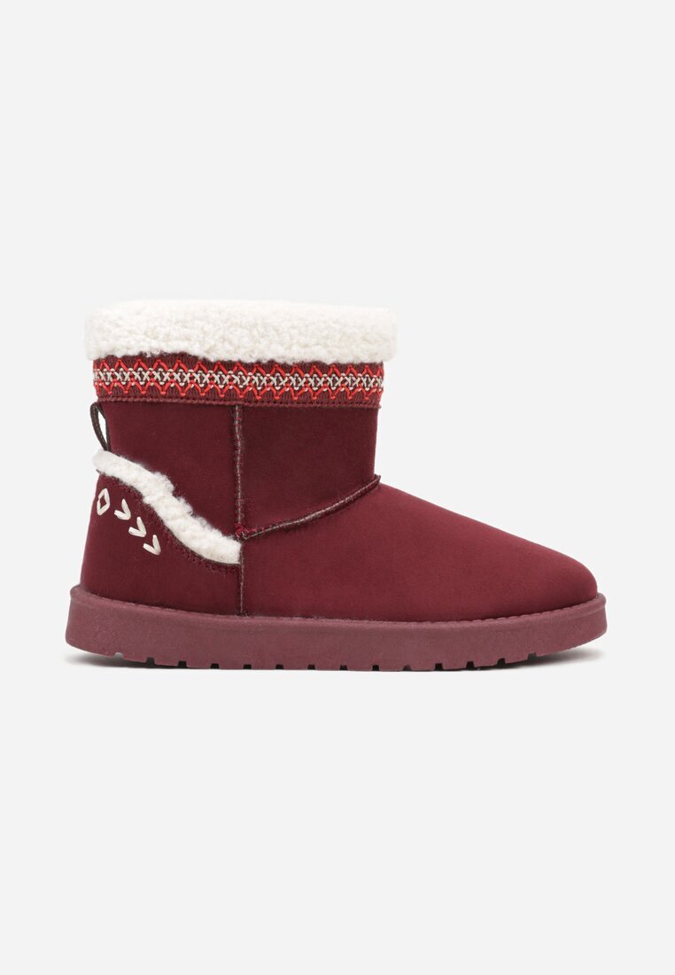 yolera Cizme de zăpadă slip-on Bordo decorate cu blană și broderie Mevittia