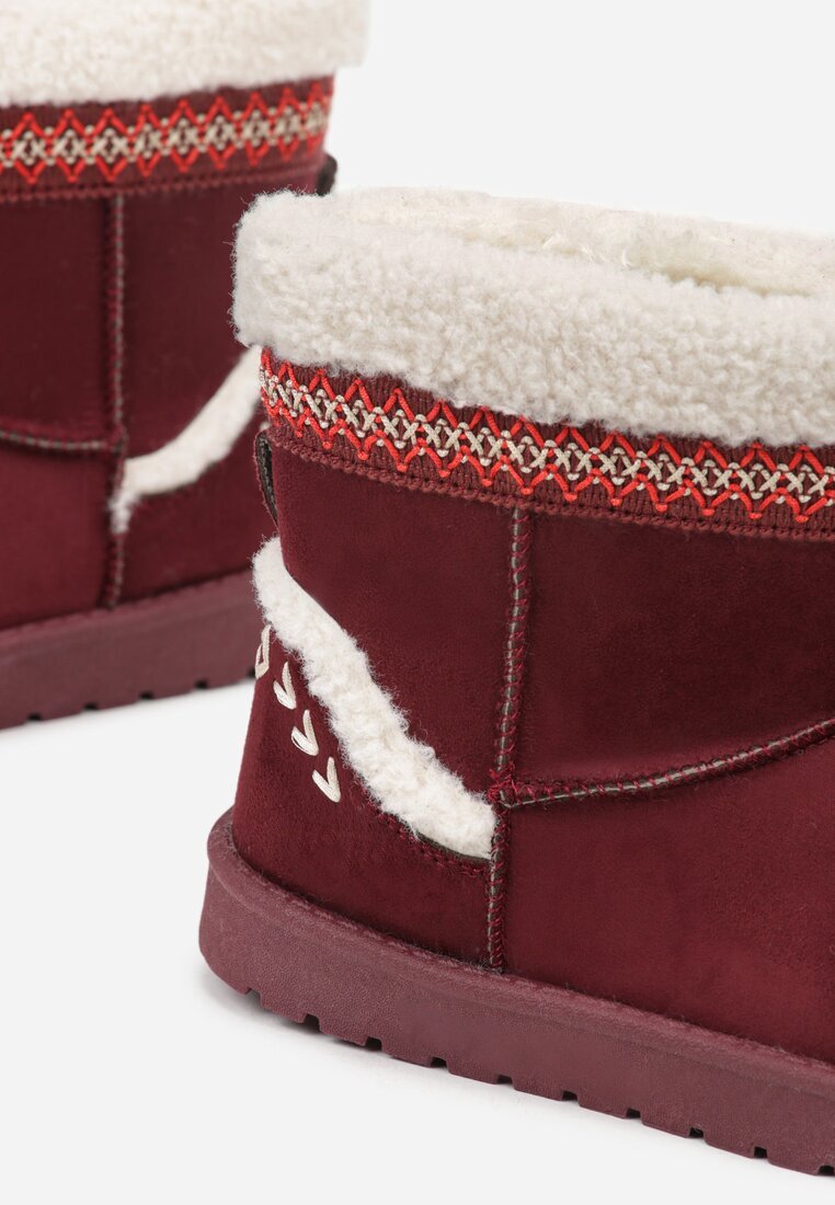 yolera Cizme de zăpadă slip-on Bordo decorate cu blană și broderie Mevittia