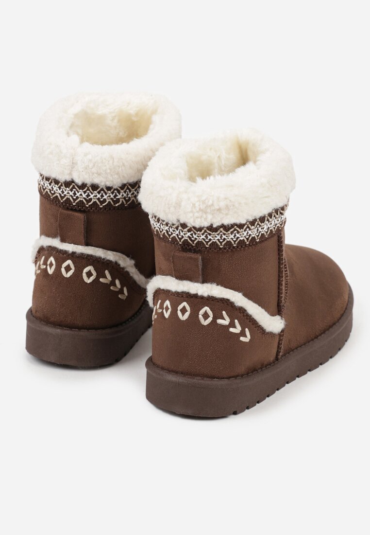 yolera Ghete de zăpadă Maro închis Slip-on Decorate cu blană și broderie Mevittia