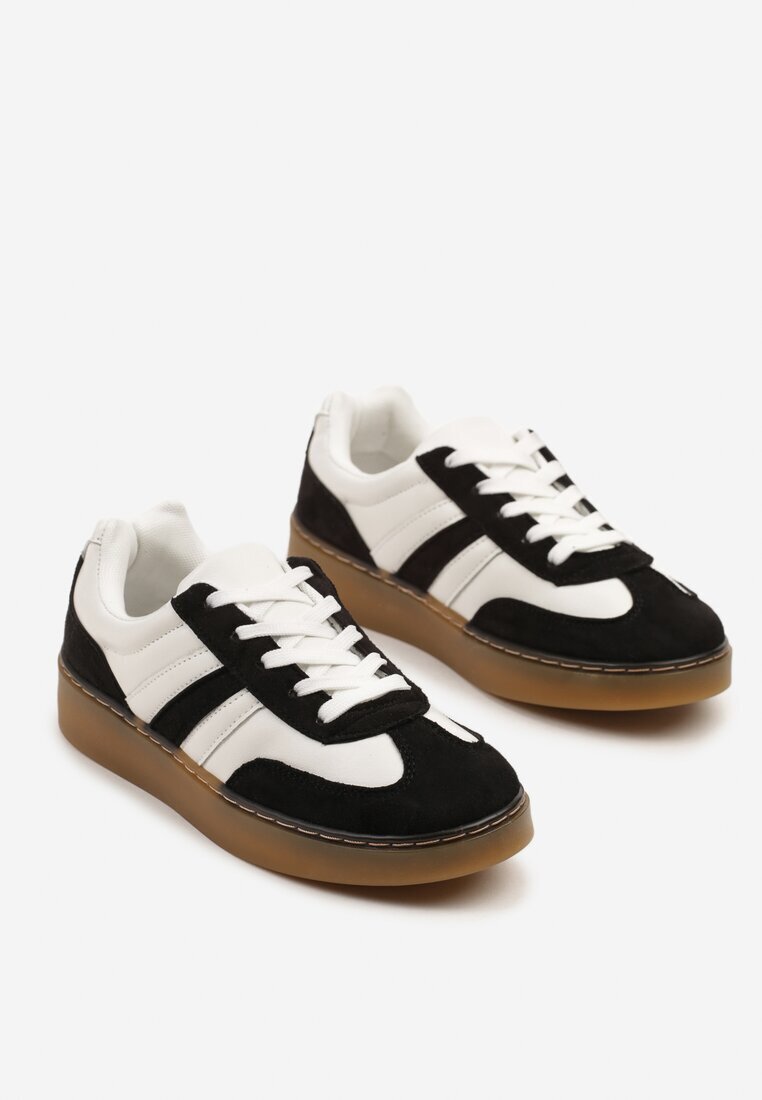 yolera Sneakers Negri-Albi în Stil Tenis Decorați cu Baretă Xulinea
