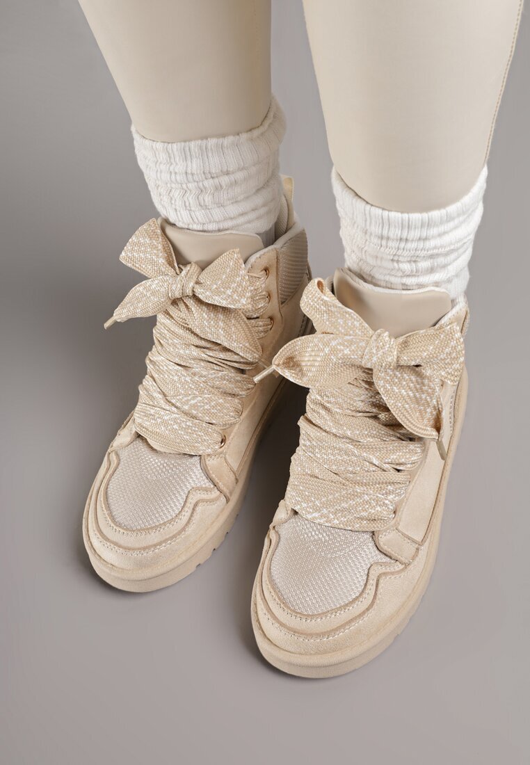 yolera Sneakerși Bej cu Șnururi Decorative Eveslia