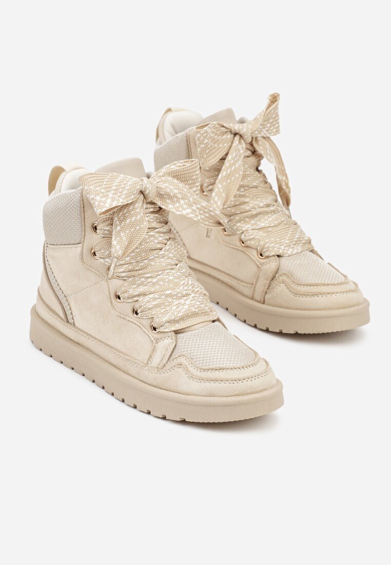 yolera Sneakerși Bej cu Șnururi Decorative Eveslia