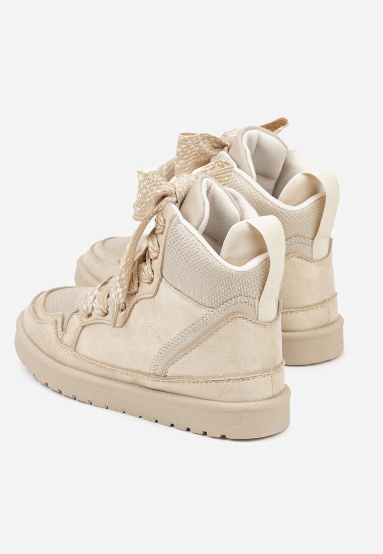 yolera Sneakerși Bej cu Șnururi Decorative Eveslia