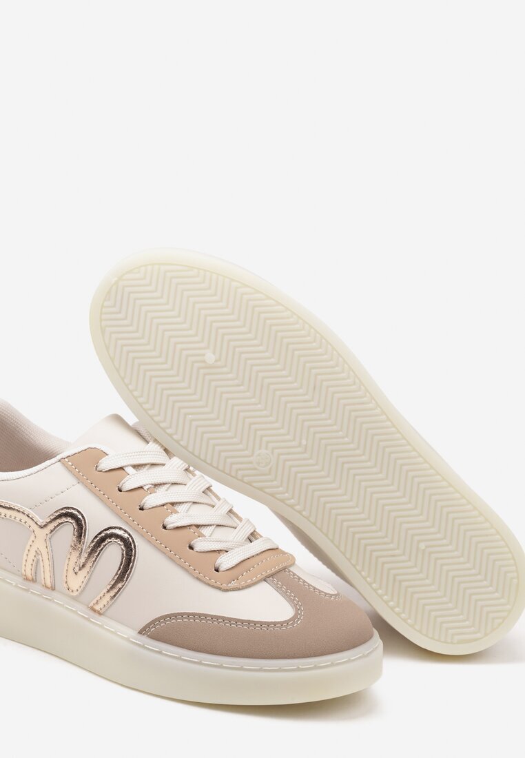 yolera Sneakerși Bej închis în stilul tenișilor iconici decorați cu aplicație Zillifia