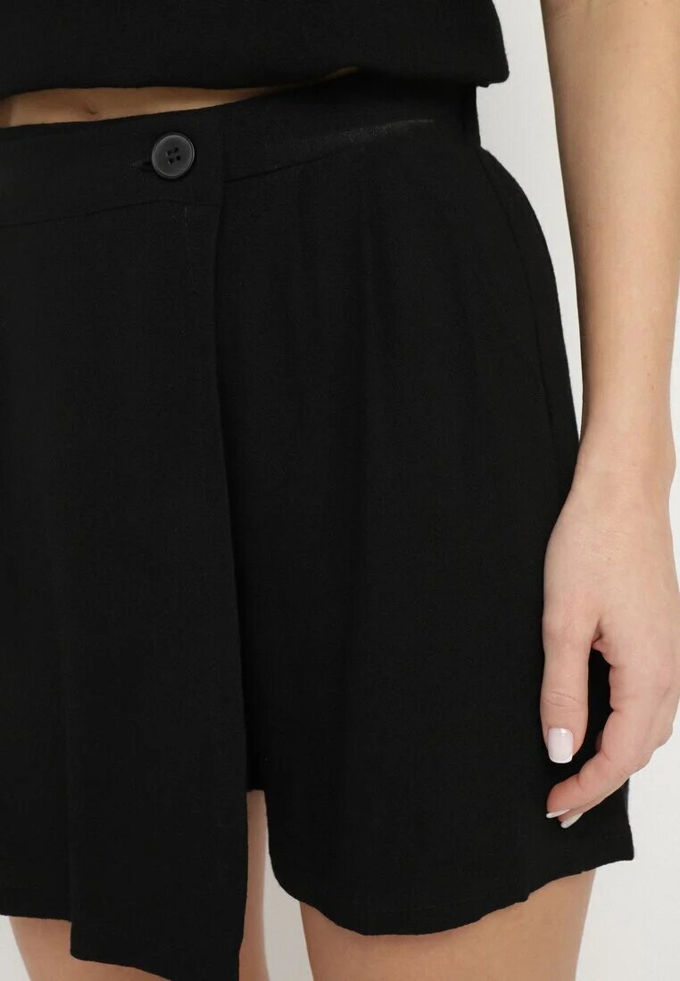 yu & me Fustă-Pantaloni Scurți Negri cu In Decorați cu Pliseu Salloril