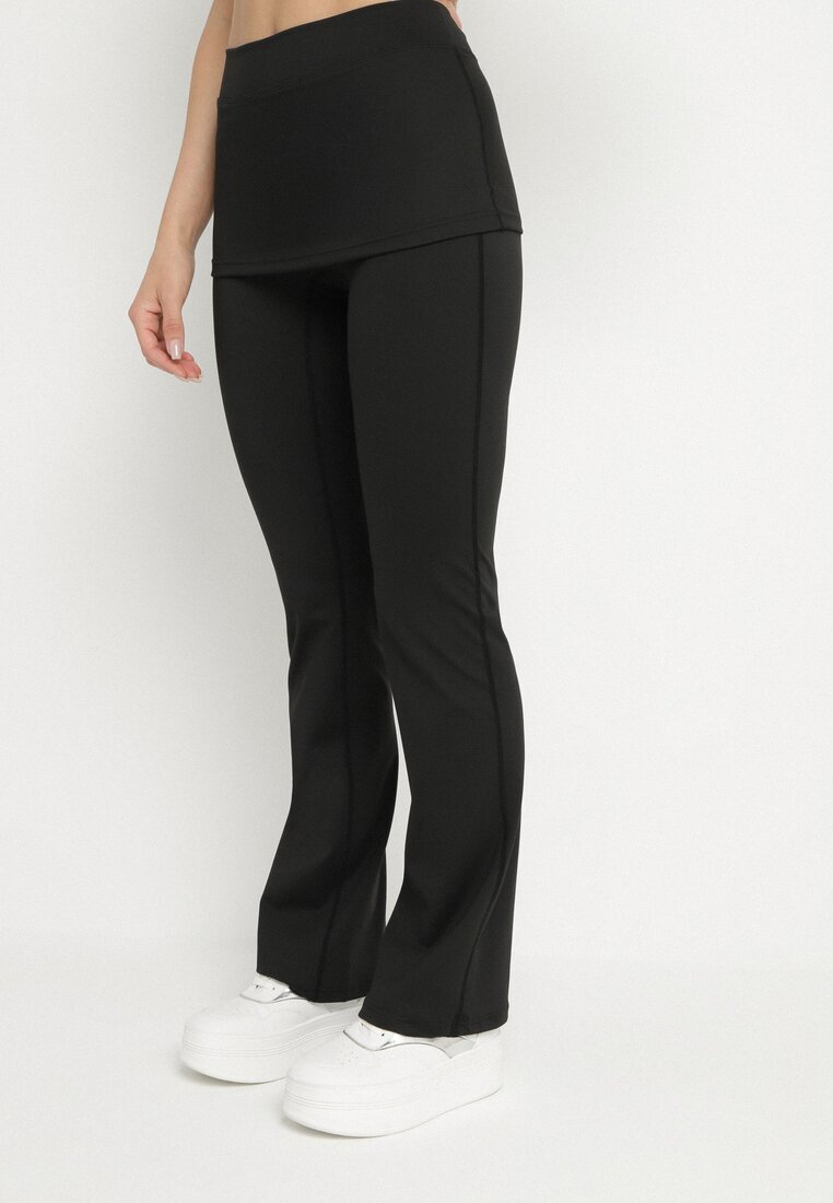 yu & me Komplet Sportiv Negru Tricou Mulat și Pantaloni Clopot Evazați Silenira