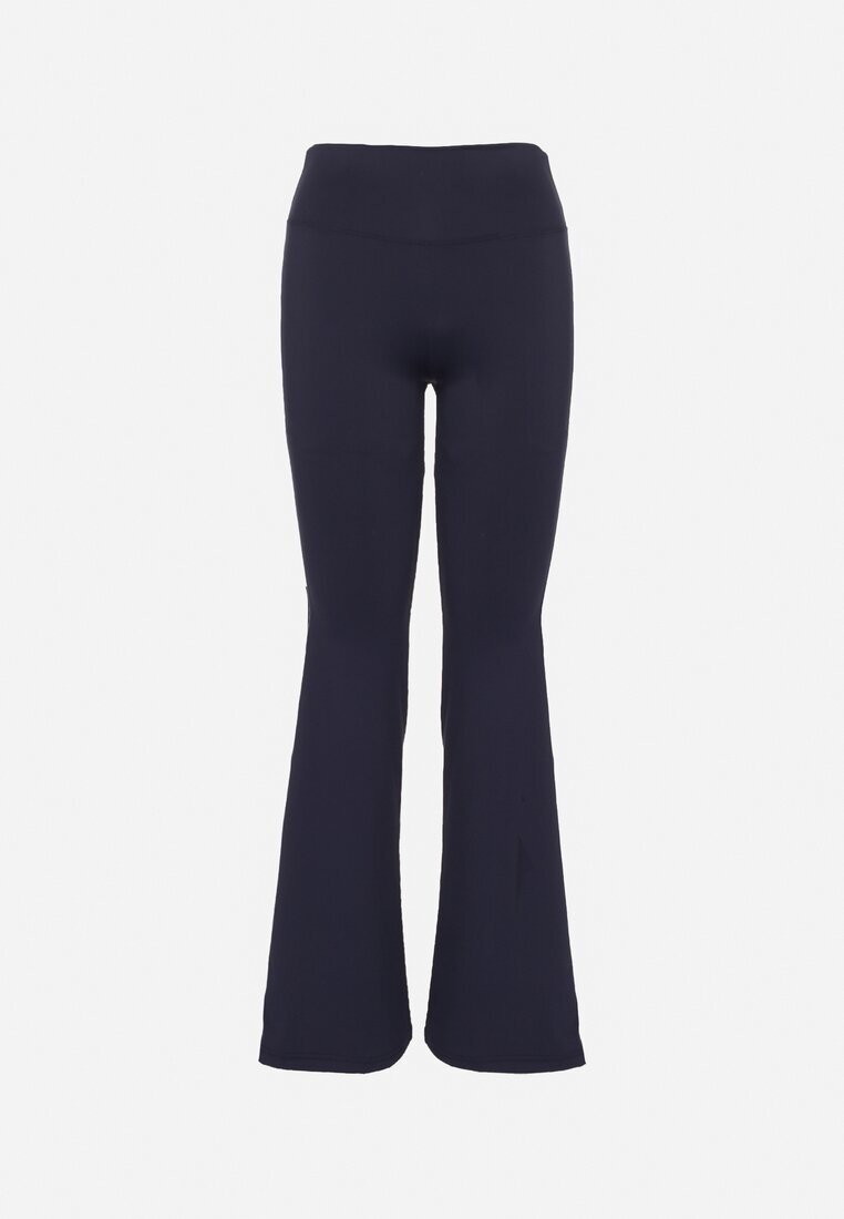 yu & me Leggings evazate încrețite bleumarin cu talie înaltă și dungi laterale Nakatia