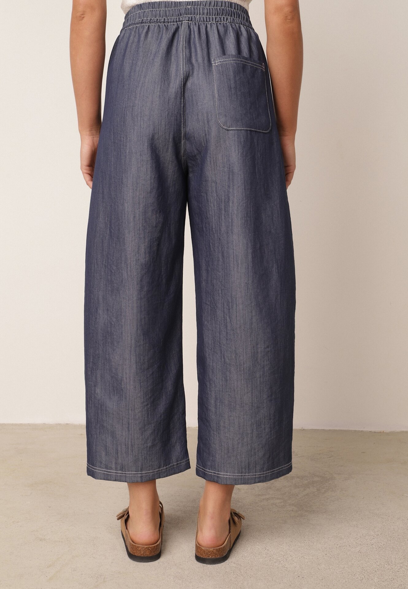 yu & me Pantaloni Casual cu croială Barrel cu talie înaltă și șnur în talie Kosma Albaștri