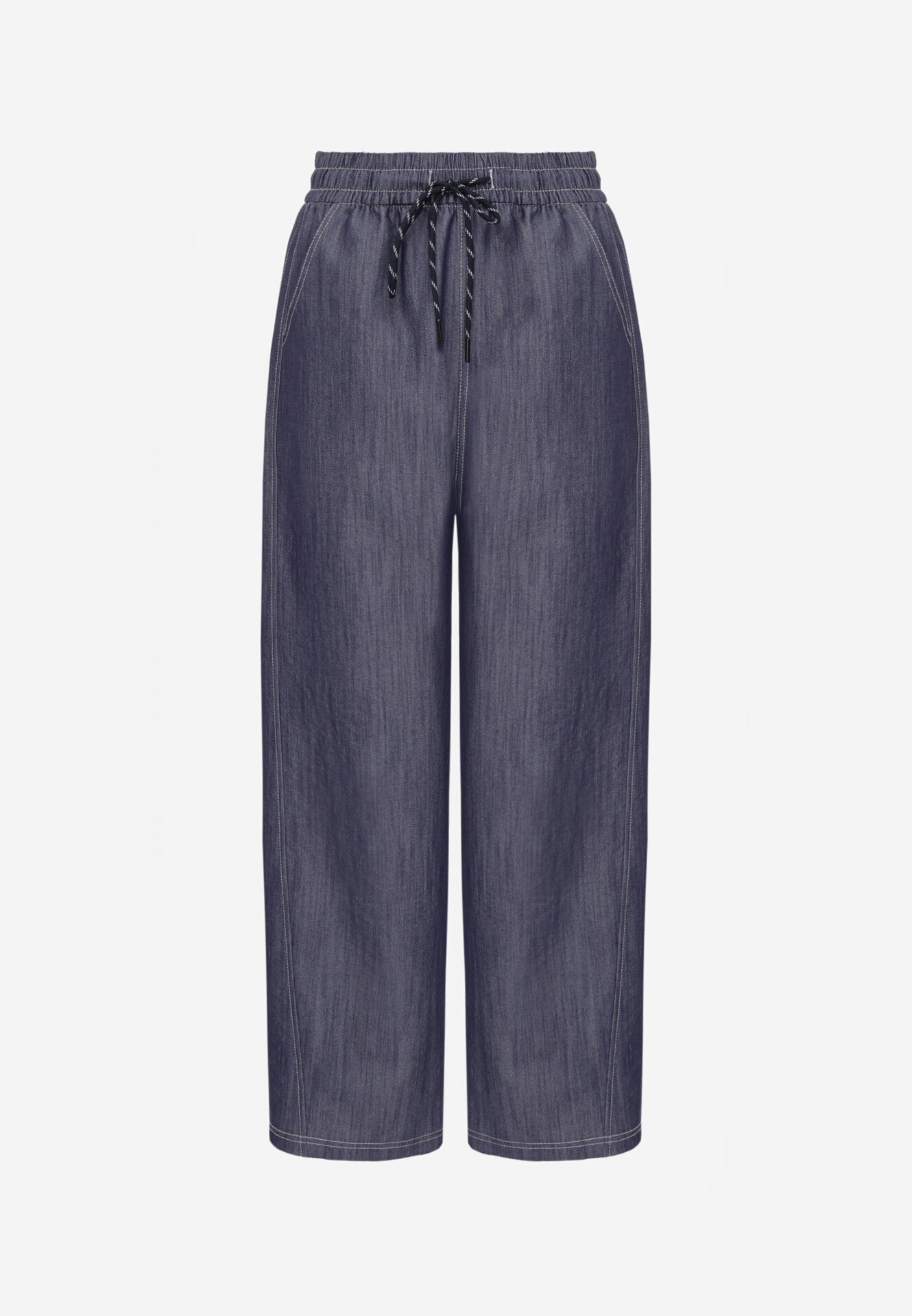 yu & me Pantaloni Casual cu croială Barrel cu talie înaltă și șnur în talie Kosma Albaștri