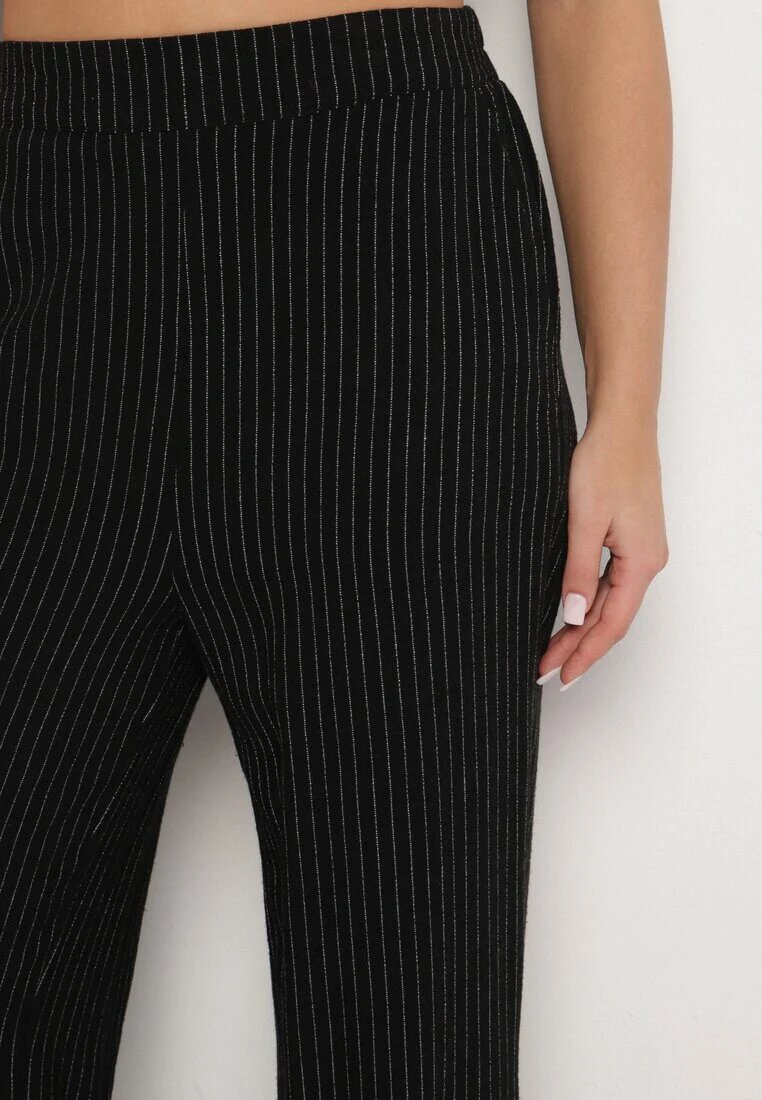 yu & me Pantaloni din bumbac și in Negri cu croială largă cu talie înaltă Zenpio