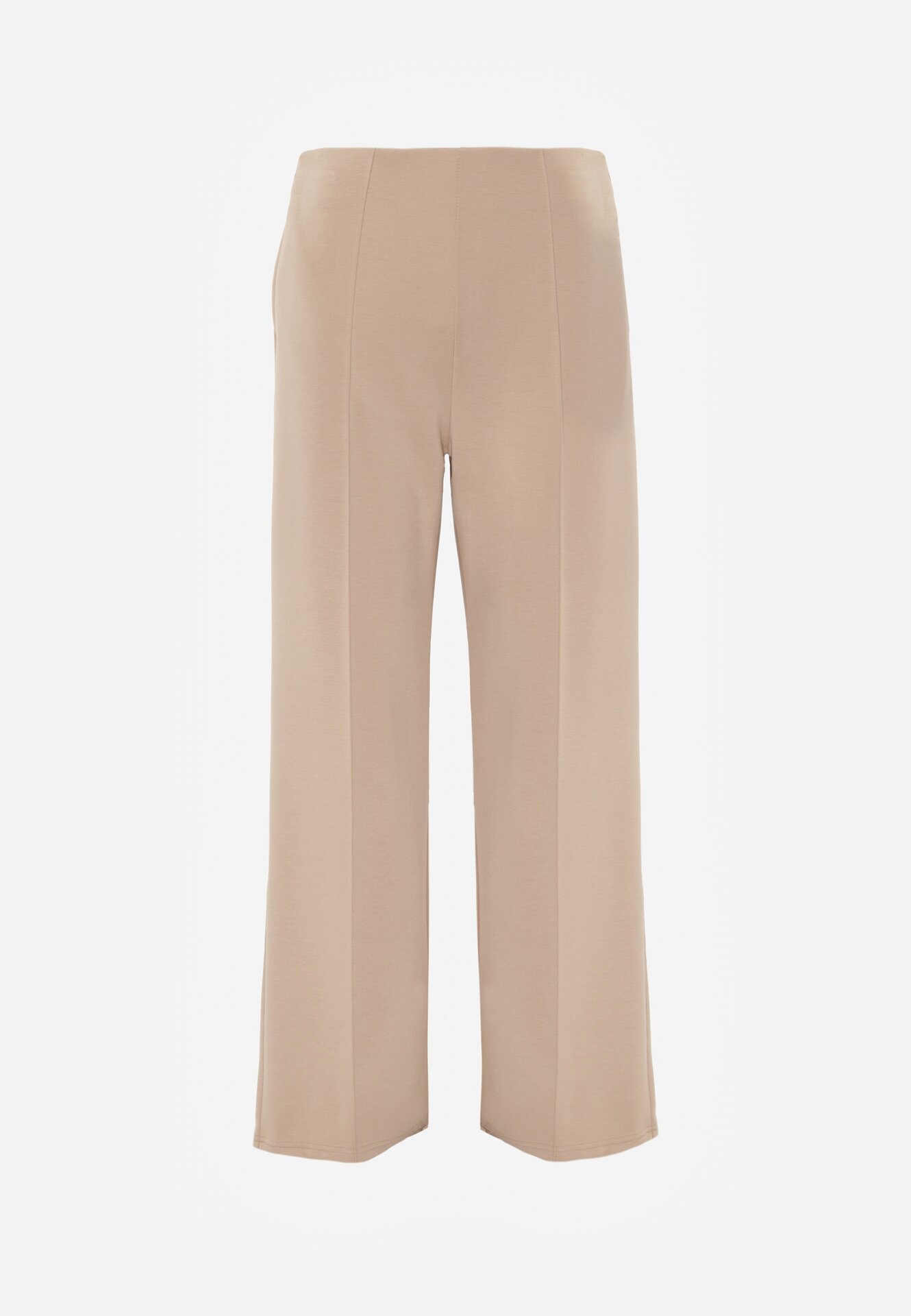 yu & me Pantaloni Eleganti Bej din Bumbac și Viscoză cu dungă Valelia